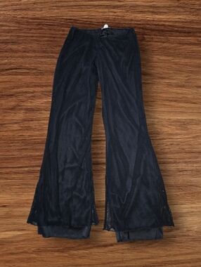 Wet Seal Vintage Ultra Low Rise Flare Black Mesh Pants